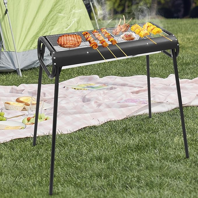 Charcoal Grills Portable BBQ Griddle, Foldable Kabob Barbecue with Carry Bag for Outdoor Hibachi BBQ Lamb Skewer Camping Barbecue Grill in Garden Backyard Party Picnic Travel
