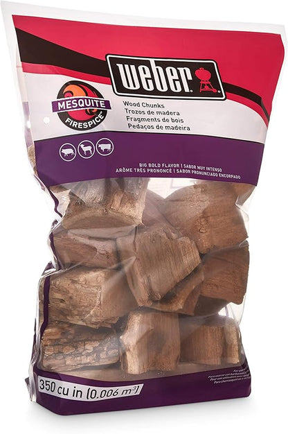 Weber Mesquite Wood Chunks, for Grilling and Smoking, 4 lb. (Pack of 2)