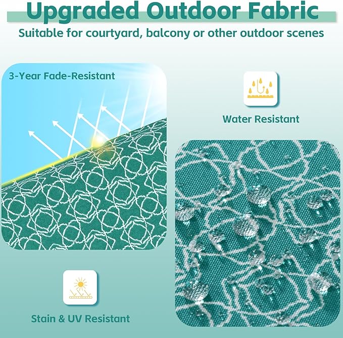 COZYVIDA Outdoor Chair Cushions Set of 4, 20"x20" Square Seat Pads with Tie Straps and YKK Zippers, 30D High-Density Foam, Water-Resistant Fabric,UV-Resistant 1000+ Hrs