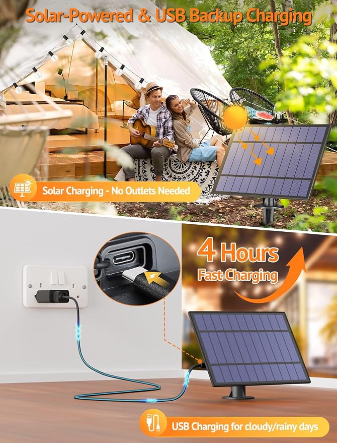 50FT(2x25FT) Solar String Lights with Remote, 20+2 G40 Bulbs, Black | Solar Powered, Dusk to Dawn, Dimmable, Timer, Memory Function, LED Globe Hanging Lights for Backyard Fence Bistro Decor