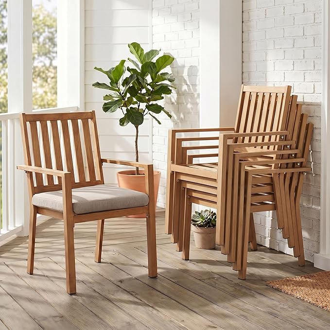 RoyalCraft Aluminum Outdoor Patio Chairs Set of 6, Outdoor Chairs with Waterproof Cushions, Outdoor Dining Chairs with Armrests, Metal Patio Furniture Set for Porch, Balcony, Deck, Backyard, Brown