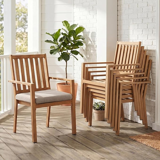 RoyalCraft Aluminum Outdoor Patio Chairs Set of 6, Outdoor Chairs with Waterproof Cushions, Outdoor Dining Chairs with Armrests, Metal Patio Furniture Set for Porch, Balcony, Deck, Backyard, Brown