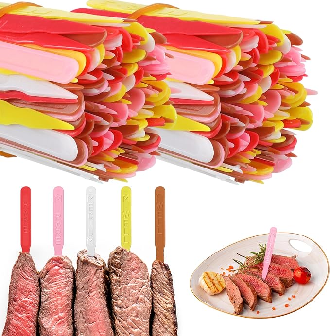 2000 Pcs 3 Inch Steak Markers, Colorful Plastic Meat Doneness Picks Steak Temperature Sticks Assorted Doneness Labels Rare, Medium Rare, Medium Well, Well for Catering, Barbecues, Parties, Picnic