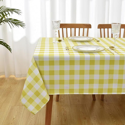 Waterproof Plaid Tablecloth Fabric - Oblong 52x70 Inch Classic Buffalo Tartan Table Cloth for Indoor/Outdoor Use - Washable Tabletop Cover for Dinner, BBQs, and Parties