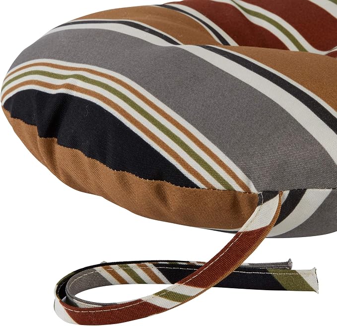 Greendale Home Fashions Espresso Stripe Outdoor 15-inch Bistro Seat Cushion, Set of 4