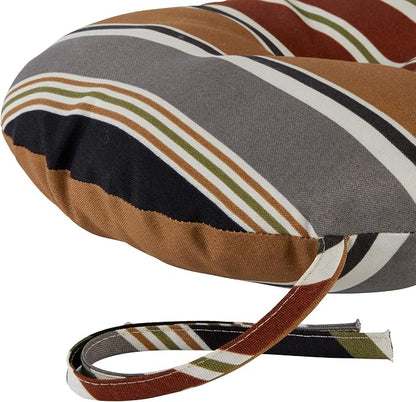 Greendale Home Fashions Espresso Stripe Outdoor 15-inch Bistro Seat Cushion, Set of 4