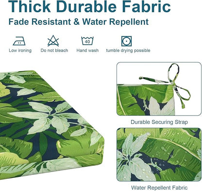 DYTXIII Set of 4 Outdoor Chair Cushions, Water Resistant 18.5"x16"x2" Square Seat Cushion for Patio Dining Chairs, High-Density Replacement Pads for Indoor Outdoor Furniture - Jungle Leaves