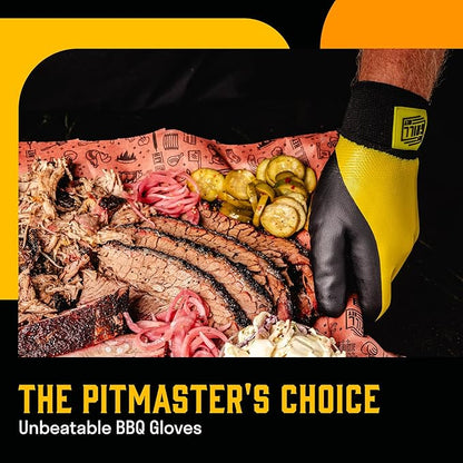 Hey Grill Hey Pitmaster Gloves | BBQ Gloves | Heat Protection up to 500°F or 260°C | High Temp Resistance | Fireproof Glove for Grilling Smoking Barbecue | Washable Mitts | Waterproof | Size - Large