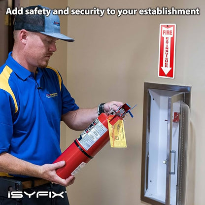 iSYFIX Reflective Fire Extinguisher Aluminum Signs – 10 Pack 4x12 Inch – Laminated for Ultimate UV and Fade Resistance, Indoor and Outdoor, for Business, Schools, Hospitals, Home