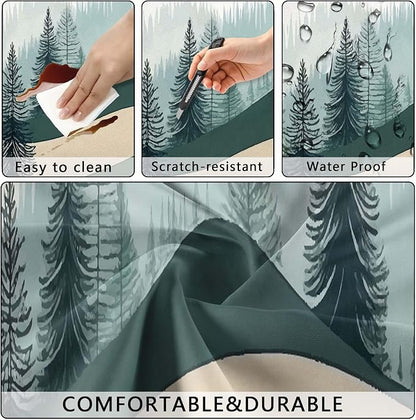 Picnic Table Cover with Bench Covers, Green Blue Camping Tablecloth Waterproof Windproof, Fitted Tablecloth Cover with Elastic Edge, for Indoor & Outdoor, Garden, Camping, 3 Pieces Set, 30x60 Inch