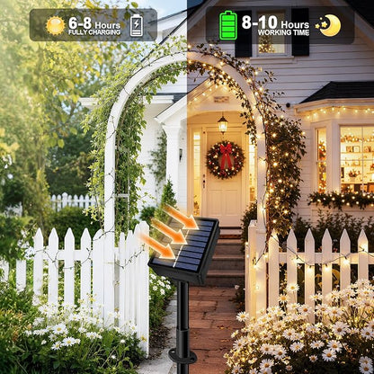 Solar String Lights Outdoor 2 Pack Total 66FT 200LED Solar Fairy Lights Waterproof 8 Modes Twinkle Solar Lights for Patio, Garden Yard Party Wedding Tree Christmas Halloween Decoration, Warm White