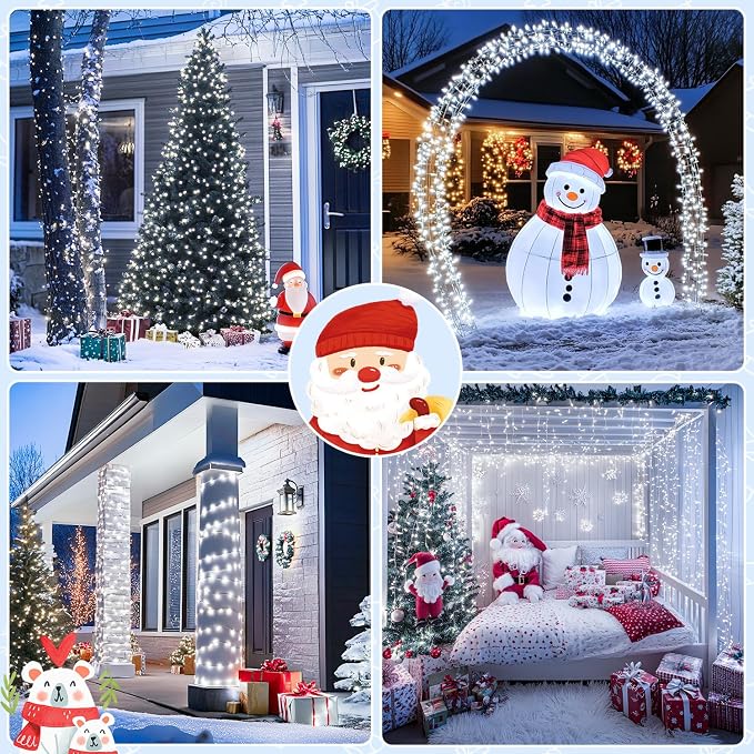 JMEXSUSS 132 ft 400 LED White Christmas Lights Indoor Outdoor | White String Lights Plug in with Remote, Christmas Tree Light for Outside Tree Party Patio Bedroom Classroom Decor