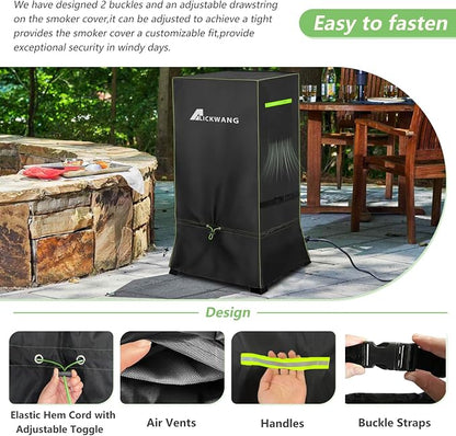 30'' Smoker Cover, Heavy Duty 600D Outdoor Waterproof Digital Smoker Cover | for Most Masterbuilt/East Oak and 30" Vertical Smoker, Foldable Skirt, It can be used with or without legs,25"x 25"x 41.5"