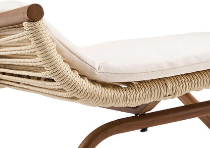 Christopher Knight Home Lumin Outdoor Rocking Chair, High Back PE Rattan Wicker Rocker with Metal Frame, Rocking Chair with Cushion, Comfort Rocker with Ergonomic Design for Patio or Lounge, Beige