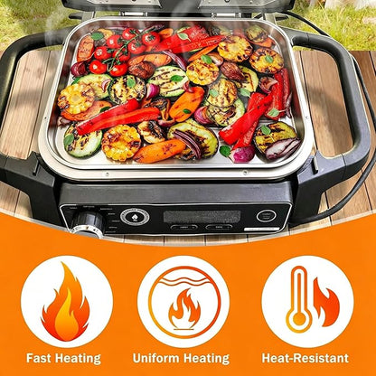 OG701 Griddle Plate Insert for Ninja Woodfire Outdoor Grills OG700 Series, Stainless Steel Griddle Pan for Ninja XSKGRDPLT Woodfire OG701 Grill Accessories