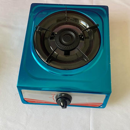 Portable Single Burner Gas Stove, Compact Countertop Gas Burner with Adjustable Flame Control, Metal Pot Support, Tabletop Cooking Stove for Kitchen, Outdoor Cooking, RV, Patio & Emergency Use, Blue
