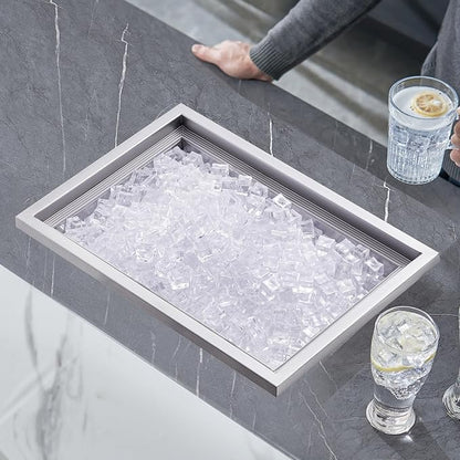 VEVOR Drop in Ice Chest, 20" L x 14" W x 12" H Stainless Steel Ice Cooler, Commercial Ice Bin with Cover, 40 qt Outdoor Kitchen Ice Bar, Drain-Pipe and Drain Plug Included, for Cold Wine Beer | Commercial Ice Bin with Cover, 40 qt Outdoor Kitchen Ice B...