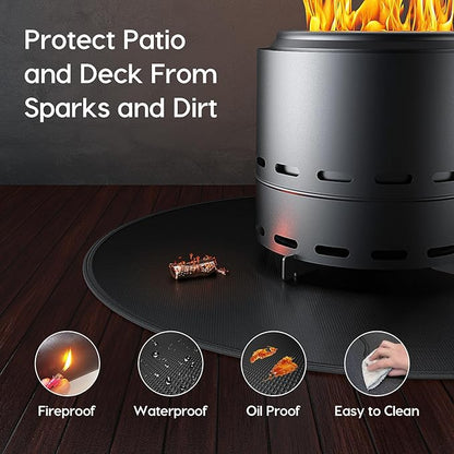 38" Fireproof Fire Pit Mat for Solo Stove Bonfire, 5-Layer Round Grill Mats for Outdoor Grill Deck Protector, Waterproof Pad for Solo Stove Accessories, BBQ Mat for Patio
