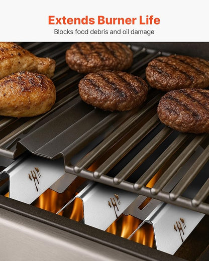 VEVOR Flavorizer Bars and Heat Deflectors, 17 inch Grill Replacement Part, for Weber Genesis 300 Series Grills, Including E310 E320 E330 S310 S320 S330, Stainless Steel Thicker Heat Plate, 7 Pack