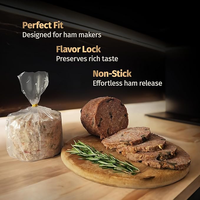 Deli Meat Press Bags for Ham Maker, Cold Cut Meat Press Cooking Bags, Boil Safe Liners for Seafood, Vegetables, BPA-Free Freezer Safe, Heat Resistant, Leakproof, 8 x 14 Inch, 40 Pack