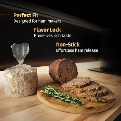 Deli Meat Press Bags for Ham Maker, Cold Cut Meat Press Cooking Bags, Boil Safe Liners for Seafood, Vegetables, BPA-Free Freezer Safe, Heat Resistant, Leakproof, 8 x 14 Inch, 40 Pack
