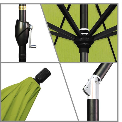 California Umbrella GSPT908302-5429 9' Round Aluminum Market, Crank Lift, Push Button Tilt, Black Pole, Sunbrella Macaw
