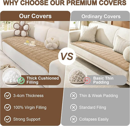 OstepDecor Couch Cover for Dogs, Washable Non Slip Sofa Cover for Pets | Soft Couch Covers for Sofa, Loveseat and Sectional, Furniture Protector Against Pet Hair & Dirt (35.4" x 63", Khaki)