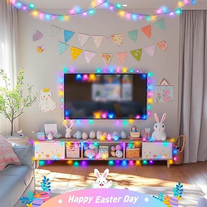 JMEXSUSS 400 LED Easter Christmas Lights Plug in | 132ft Multicolor Christmas Tree Lights with Remote, Colorful String Lights for Bedroom Tree Room Party Easter Decorations