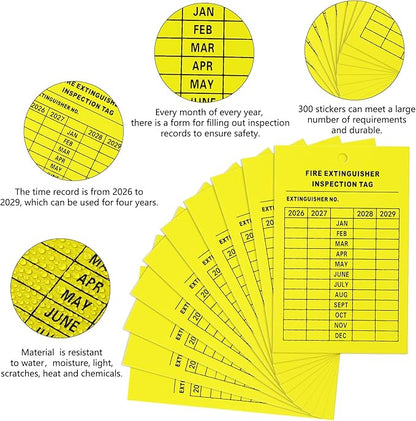 Monthly Fire Extinguisher Inspection Tags Record 4-Year Maintenance Tags Fire Recharge and Inspection Record Tag for Indoor Outdoor Extinguishers(50 Pieces)