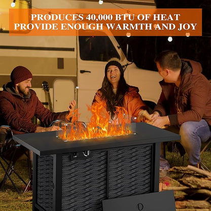 Shintenchi Propane Fire Pits 43″ Outdoor Gas Fire Pit, 50,000 BTU Rectangle Gas Fire Pit Table with Lava Rocks, 2-in-1 Fire Table with Removable Lid, CSA-Certified for Outside Patio,Parties,Backyard