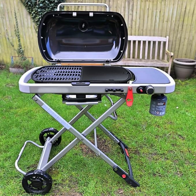 7034 Griddle Replacement Parts for Weber Traveler Portable Gas Grill, Cast Iron Cooking Griddle for Weber Traveler 9010001 9030001 9013001 9020001 BBQ Outdoor Portable Gas Grill Accessories, Black