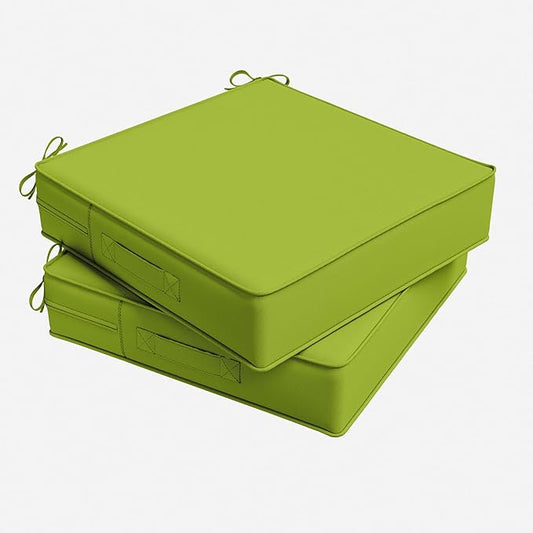 Outdoor Chair Cushion 24 x 24 x 5 Inches Patio Furniture Outdoor Waterproof Seat Cushion, Patio Chair Cushion with Handles and Ties, Square Dining Chair Cushion Set of 2, Grass Green