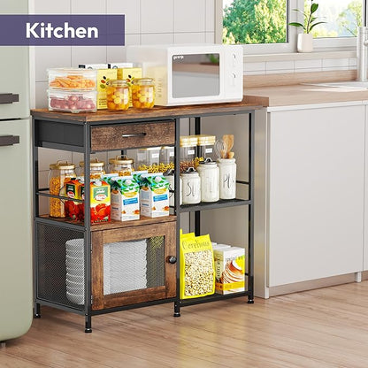 SWTYMIKI 33.31''x14.25'' Coffee Bar Cabinet - Large Farmhouse Coffee Stand Station Multi-Purpose Buffet Sideboard Cabinet with Drawers - Kitchen Bar Table for Living Room, Small Space, Espresso