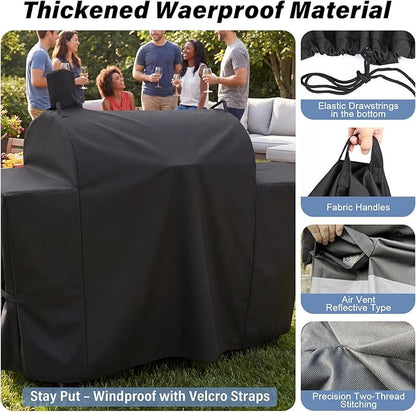 Grill Cover for Char-Griller 1224 2121 3018 2828 2727 2929 1329 2799 Grill and Smoker with Side Fire Box Heavy Duty Waterproof Smoker Cover for Char-Griller Durable Polyester BBQ Cover with PVC Lining