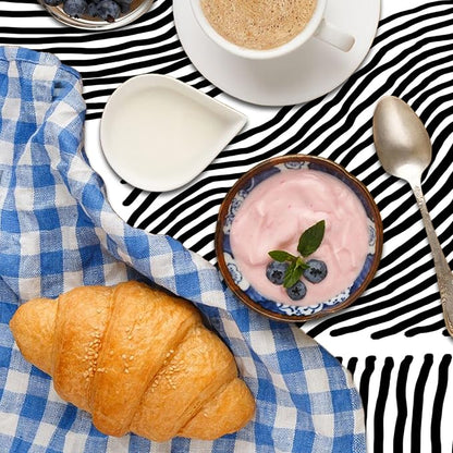 Black White Stripes Table Cloth for Square Chic Striped Square Tablecloths Polyester Vintage for Picnic Party Dinner Wrinkle Oil-Proof Resistant Table Cover for Dining Table 60x60 Inch