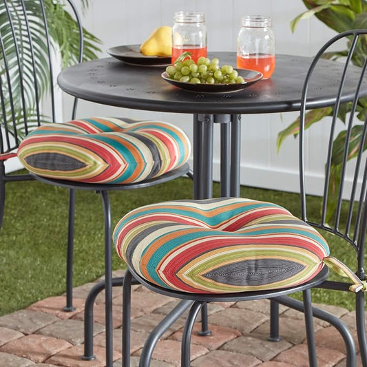 Greendale Home Fashions Adobe Stripe Outdoor 15-inch Bistro Seat Cushion, Set of 2