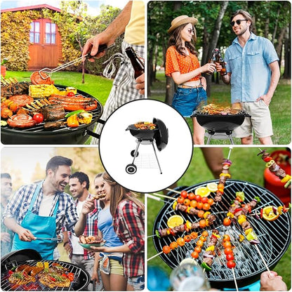 18 Inch Charcoal Grill, BBQ Kettle Grill with Enamel Lid & Ash Catcher, Portable Charcoal Grill for Outdoor Grill Camping and Small Patio Backyard, Includes Wheels for Easy Mobility
