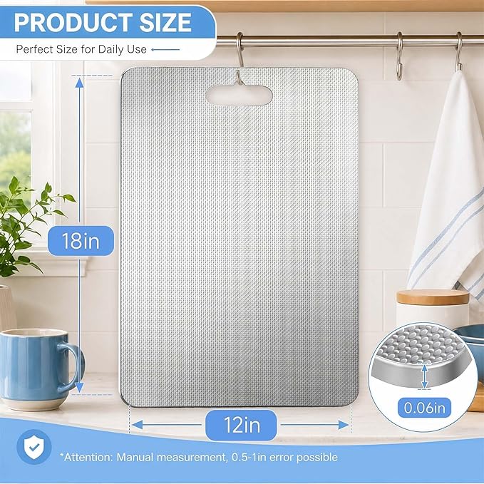 Titanium Cutting Board for Kitchen, Double-Sided Metal Chopping Board with Textured Surface and Hanging Hole, Dishwasher Safe Prep Board for Meat, Fruit, Vegetables, Grey, 18 x 12 in
