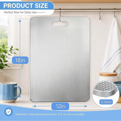 Titanium Cutting Board for Kitchen, Double-Sided Metal Chopping Board with Textured Surface and Hanging Hole, Dishwasher Safe Prep Board for Meat, Fruit, Vegetables, Grey, 18 x 12 in