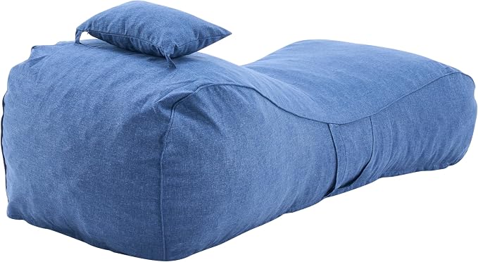 Christopher Knight Home Morton Outdoor Bean Bag Chair Set of 2, Fabric Bean Bag Chair for Adults and Kids, Indoor/Outdoor Sun Lounger with Headrest, Patio Chaise Lounge Chair Set of 2, Navy Blue
