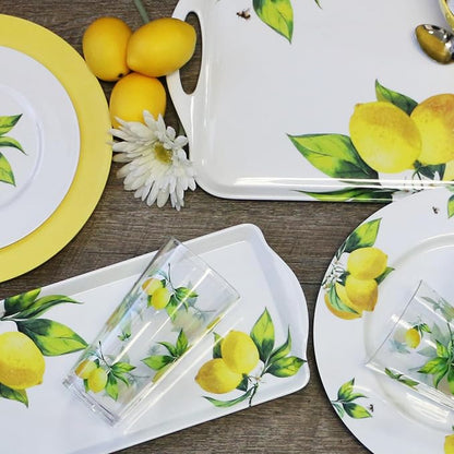 Reston Lloyd Calypso Basics Fresh Lemons 19 oz Acrylic Drinkware Set of 6 – BPA-Free, Indoor/Outdoor, Dishwasher Safe, Lemons with Bees