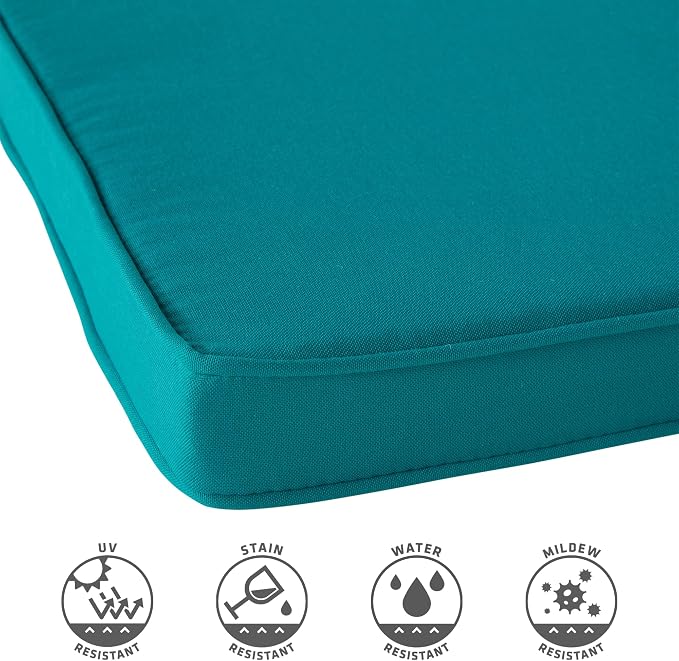 Outdoor 18 inch Square Patio Dining Chair Pads – Comfortable Fiber-Filled Seat Cushions with Ties, Reversible Polyester Fabric - Peacock, Set of 4