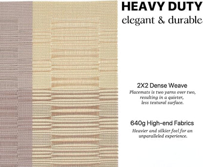 LEXMORE PlaceMats Set of 12 Vinyl/Plastic Woven Place Mats for Kitchen Table Indoor/Outdoor Washable PlaceMat Wipeable Dining Table Mats(Gold Dune)