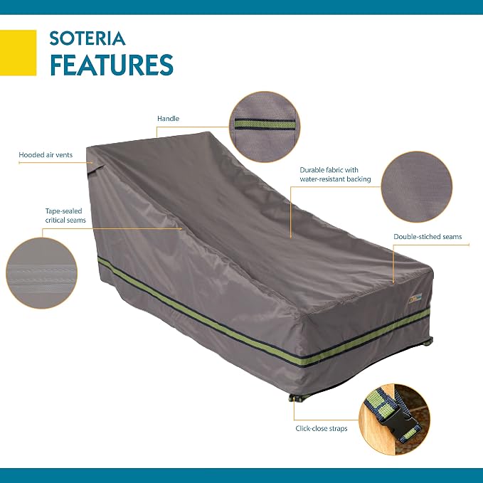 DUCKCOVERS Soteria Waterproof 74 Inch Patio Chaise Lounge Chair Cover, Chaise Lounge Covers Outdoor