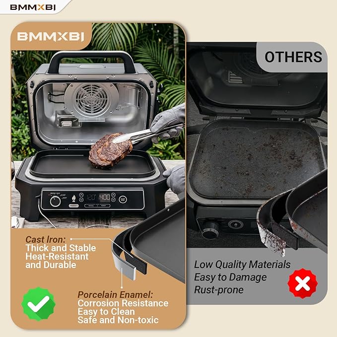 Griddle Pan with Grill Roast Stand for Ninja Woodfire OG800 OG900 Series, XSKGRIDLXL Flat Top Griddle Plate and Grill Smoke Rack for Ninja Woodfire Pro Connect XL OG850 OG951 OG901 Replacement Parts