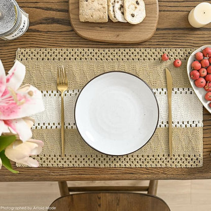 Artoid Mode Burlap Brown Farmhouse Rustic Placemats Set of 6,12x18 Inch Seasonal Hollow Table Mats Party Kitchen Dining Decoration
