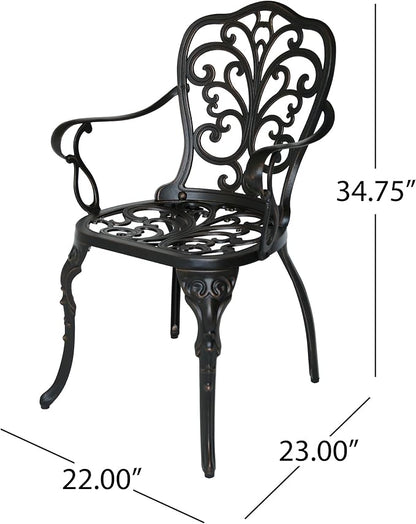 Christopher Knight Home Buddy Outdoor Cast Aluminum Dining Chair (Set of 2), Shiny Copper