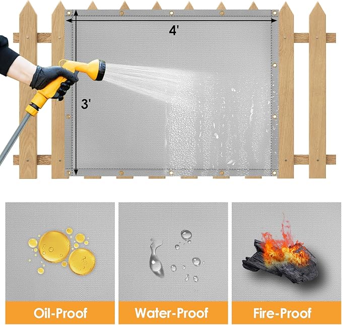 3'x4' Fireproof Heat Shield for Wall Behind Grill Protect Deck Fence from Grill Heat, Heat Shield Grill Mat, Stove Wall Protector Fridge, Grill Mat Accessories Compatible with Blackstone, Grey