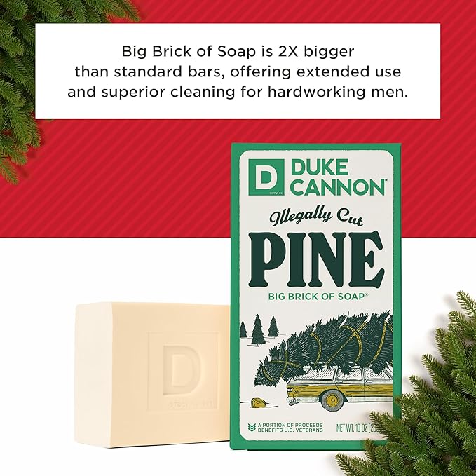 Duke Cannon Supply Co. Big Brick of Soap Bar for Men Holiday Edition - Illegally Cut Pine (Fresh Split Pine Scent), 10 oz. (6 Pack)