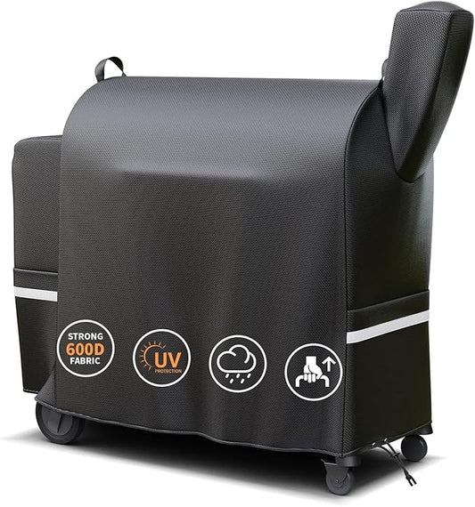 Grisun Grill Cover for Traeger Pro 34, Pro 780 Series Wood Pellet Grill, BBQ Smoker Cover for Texas Elite 34, Eastwood 34 Series, Z Grills 700, 550, 600, 600D Fabric, Waterproof, Anti-Fade, Black
